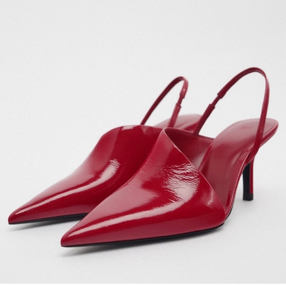 Zara Glossy Red Pointed Heels